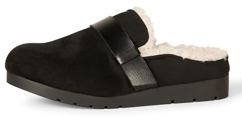 Amazon Essentials Mule de Espuma viscoelástica de Oveja sin Espalda para Mujer, microgamuza Negra, Talla 9