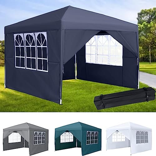 YARDIN Pavillon 3x3 Faltpavillon Wasserdicht Stabil, Gartenpavillon Pop up Pavillon Winterfest Partyzelt Gartenzelt UV-Schutz mit 4 Seitenteilen für Garten, Hochzeit, Party, Camping, Anthrazit