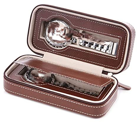 DNCG Caja de reloj rollo de reloj portátil de cuero PU caja de reloj con 2/4/8 ranuras estuche de exposición almacenamiento organizador de reloj caja de reloj enrollador de reloj