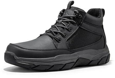 NORTIV 8 Men's Walking Boots Lightweight Breathable Durable Leather Upper Fashion Casual Chukka Ankle Boots Outdoors Hiking & Trekking Footwear,Size 8,Black,SNHB2411M