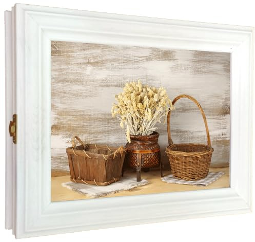 Cer-Plast Armadietto Portachiavi In ​​Legno Con Pannello Portachiavi Organizer Per Chiavi Da Parete Stile Vintage
