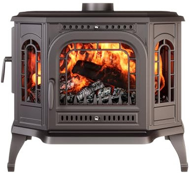 Estufa de leña independiente de hierro fundido negro, apertura derecha/izquierda - P7 LB (10,5 kW) ECO (apertura izquierda)