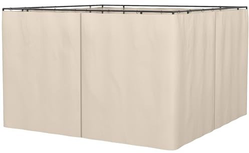 Outsunny Lot de 4 parois latérales universelles pour tonnelle, 302 x 205 cm, avec 40 crochets et anneaux en C pour tonnelle, beige