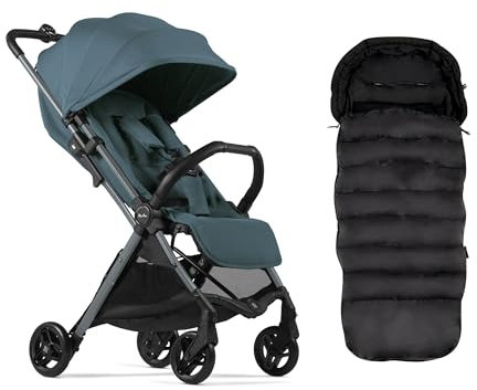 Silver Cross - Jet 5 Compact Pushchair & Footmuff - Travel Stroller - Foldable & Lightweight Stroller/Travel System - Cabin Size - Car Seat Compatible - Newborn to 4 Years - Mineral