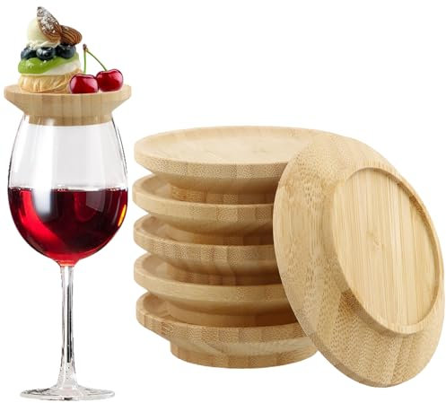 volumoon 6 Piezas Adorno de Charcutería para Copa de Vino, Copa de Vino Charcuterie Topper Tablero, Mini Copa de Vino Topper Aperitivo Plato, para Aperitivos, Postres, Hogar, Restaurantes (10cm)