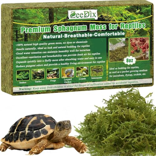 ZeeDix 220g Moos für Terrarium & Pflanzen, Reptilien Moos Terrarien Moosstreu für Leopardgeckos/Echsen/Schlangen/Schildkröten/Frösche, Sicher mit Atmungsaktivität