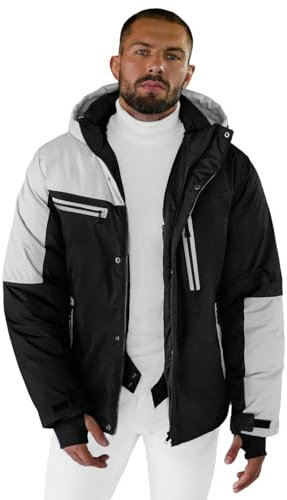OZONEE Herren Skijacke Snowboardjacke Winterjacke Outdoorjacke Wasserdicht Funktionsjacke Outdoor Jacke Sport Schneejacke Winddicht Atmungsaktiv Schneefang Winter Warm 777/4992K/92 SCHWARZ-GRAU 3XL