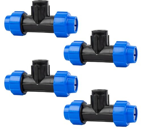 Raccord de tuyau en T PE pour filetage : raccord pour vanne de drainage, 25 mm x 3/4 pouces-filetage intérieur, technologie de connexion Quick&Easy, raccord fileté auto-étanche