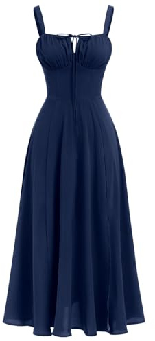 GOLDSTITCH Women's Floral Midi Corset Dress Boho Flowy Slit Dresses for Women Going Out A Line Casual Sundress