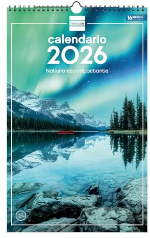 Finocam - Wall Calendar 2026 25x40 cm Month View January - December 2026 + Sep.- Dec. 2025 (4 months) reduced | Calendar 2026 | Nature Images - English