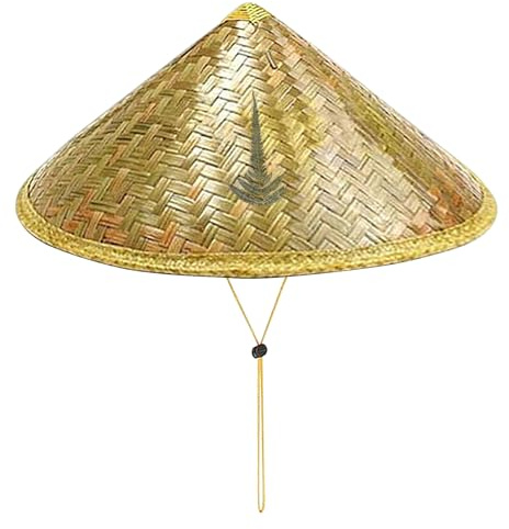 Cappello degli agricoltori vietnamiti - Cappello di cinese, Cappello cinese da 36 cm - Cappello di paglia realizzato in materiale naturale, cappello da sole per giardino, spiaggia, pesca, escurs