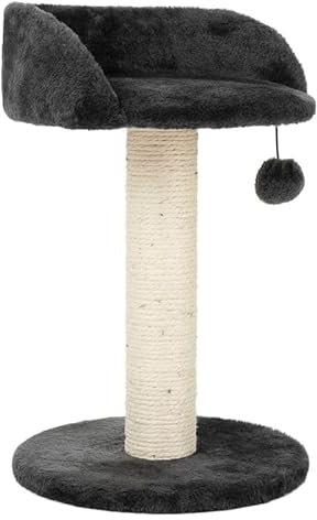 zooplus Kratzbaum Enio | Kleiner, platzsparender Kratzbaum mit rundem Liegeplatz | mit Plüsch-Spielzeug | Höhe: 47cm