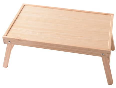 Healeved Mesa de Cama Plegable de Madera Maciza 48x30 Cm, Escritorio Portátil Multifunción para Ordenador Portátil, Bandeja para Desayunar Cama y Uso en Sofá, Mesa de Servicio Práctica