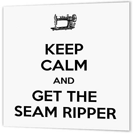 3dRose ht_172006_1 Keep Calm and Get The Seam Ripper, White and Black, Iron on Heat Transfer, 8 by 8-Inch, for White Material