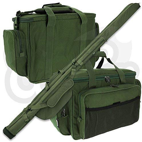 Karpfen Grobfischen koffer set kompakt 2 Ruten Reisetasche & Deluxe Gepolsterte Carry All hergestellt von NGT