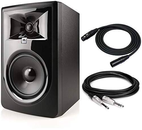 JBL 305P MkII Powered 5'' Two-Way Studio Monitor Bundle with 25FT XLR Male - XLR Female Microphone Cable, XLR and 1/4-Inch TRS Cable (3 Items)