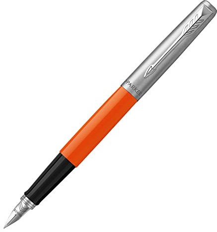 Parker Jotter Originals Fountain Pen | Classic Orange Finish | Medium Nib | Blue & Black Ink
