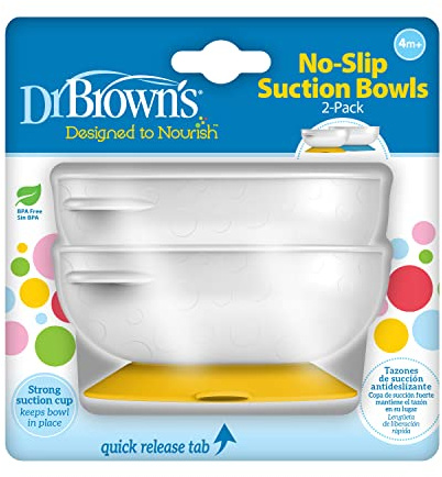 Dr. Brown's No-Slip Strong Suction Bowl for Babies and Toddlers, BPA Free - 2-Pack