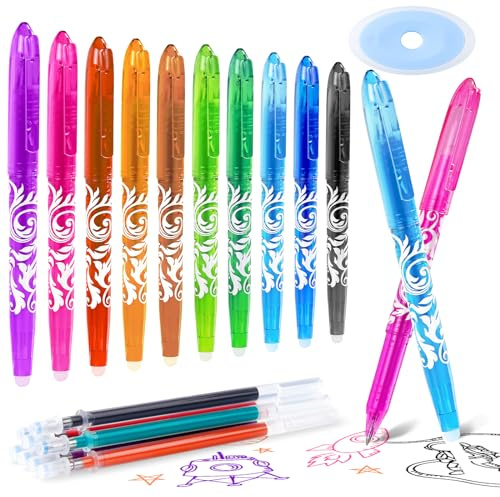 BBLIKE 10 Pcs Stylo Gomme Effaçable avec 10 Recharges | Stylo Bille Effacable 0.5 mm, Stylo Roller Friction Couleur pour Étudiant, Enseignant, Bureau, Fournitures Scolaires