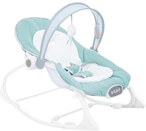 Olmitos- Hamaca multifunción para bebés - Hamaquita 2 en 1 con balancín Mecedora de 0 a 18 kg - vibración y Sonido - Incluye Arco de Juguetes (Menta)
