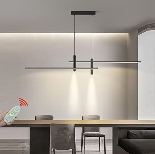 Lámpara de techo Modernas LED Lámpara Colgant para Comedor Salon Lamparas Regulable con Control remoto Luz Altamente Ajustable Colgantes Cocina Oficina Dormitorio Bar Corredor Decor Iluminación L120cm