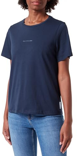 Marc O'Polo Denim Damen T-Shirt aus Bio-Baumwolle Regular Fit, Blau (Navy Teal), XL