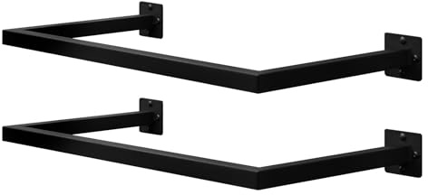 eSituro Percheros de Pared, Set de 2 Barras Colgar Ropa, Rieles de Pared Rectángulo, Barra Perchero Industrial, para Pasillo Cocina Salón Baño, Tubo Resistente, 64x6,5x30 cm, Negro