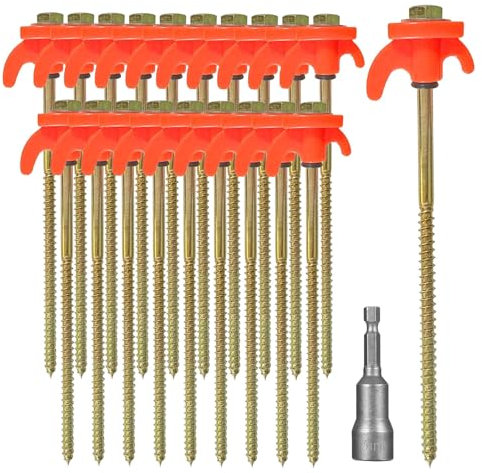 KEELYY 20x Zeltheringe, Heringe Stahl mit Gewinde, Schraubheringe Camping, Heringe Erdnägel Stabil für Camping und Outdoor, Zelthaken für harten Boden,Wald, Wiesen, Gras, Robust & Stark