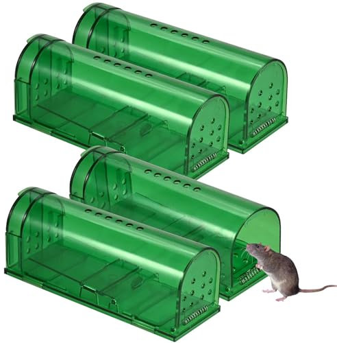 Faburo 4 pack Trappola per Topi, Riutilizzabili Trappola per Interni ed Esterni. Rilasciabile Dopo la Cattura, Adatte Topi, Talpe, Criceti e altri Piccoli Roditori. per Cucine Giardini Magazzini.