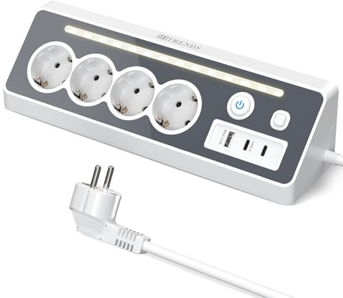 Grenuttag 4-vägs med USB och 2 typ-C, hörnuttag med 2 brytare 16 A 3680 W, fördelningsuttag överspänningsskydd med LED, flera kontakter för kök, kontor