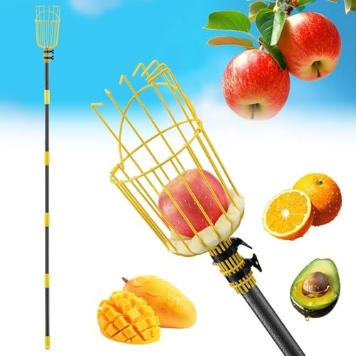 FLY HAWK Recolector de Frutas, 396cm Recogedor de Frutas con Varillas de Extensión, Fácil de Montar - Recogedor de Manzanas Recolector de Frutas Herramientas
