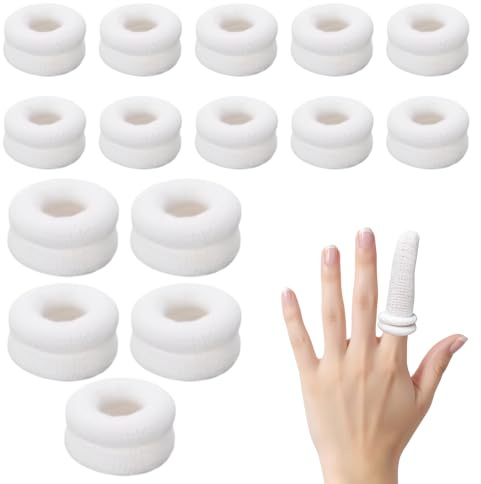 15 Pcs Finger Bandages Tubular,Finger Cots,White Finger Protection Tubular Bandage Cotton Finger Covers Dressing Finger Stall Bandage for Fingertips & Thumbs,Reusable Thumb Protector for Work, Kitchen