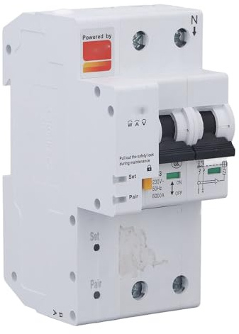 Fafeicy WiFi Effektbrytare Smart Power Meter Switch AC 2P Fjärrkontroll med överbelastningsskydd 6kA Brytkapacitet för Hemdistributionslåda Energiövervakning (80A)