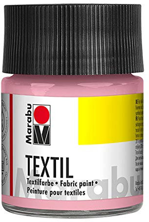 Marabu 17160005231 - Textil Stoffmalfarbe wildrose 50 ml, Stoffdruckfarbe auf Wasserbasis, für helle Stoffe, waschbeständig bis 60°C, weicher Griff, einfache Fixierung durch Bügeln o. Backofen