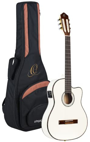 Ortega RCE145WH - Chitarra elettrica 4/4 da concerto, con cutaway, collo fine, colore: Bianco