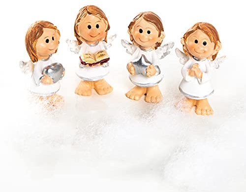 Logbuch-Verlag 4 kleine Engel Set betend Herz Kommunion Schutzengel Deko 4,5 cm Engelfiguren mini Geschenk