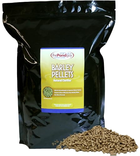 The Pond Guy Clarificador natural de gránulos de paja de cebada para jardines acuáticos y fuentes, tratamiento para estanques nublados, peces koi, seguro para plantas y mascotas, 12 libras