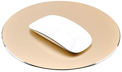 Premium Aluminium Mauspad (22 cm rund) - rutschfeste Basis für kabellose & kabelgebundene Mäuse - Gold