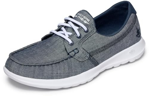 Skechers Women's Go Walk Lite - Isla Boat Shoe, Navy, 6.5
