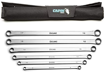 Capri Tools 0 Degree Offset Extra Long Box End Wrench Set, Metric, 8-19 mm, 12 Sizes, 6-Piece (CP11800-6MPK)