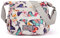 Womens Multi-Pocket Casual Crossbody Handbags Waterproof Flowral Printed Shoulder Nylon Bags Travel Messenger Bags (Butterfly-White)