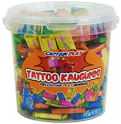 CAPTAIN PLAY Party Box Tattoo Kaugummi, 475g Retro Süßigkeiten