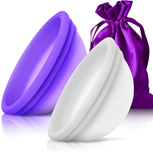 CareCup Reusable Menstrual Disc - Set of 2 Soft Period Discs for Women - Flexible, Leak-Proof, Medical-Grade Silicone Menstrual Cup for Comfortable, Eco-Friendly, Long-Lasting Protection (2 Large)