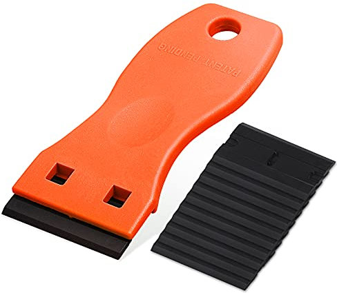 Ehdis Mini Kunststoff Schaber mit 10 Kunststoff klingen,Plastik schaber, Plastikspachtel, für klebereste entferner, klebstoffentferner, kleberentferner, Orange