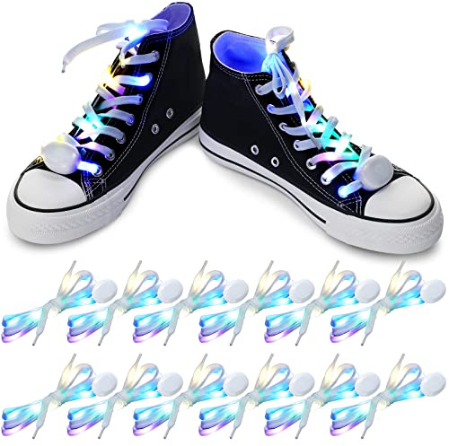 Waydress 6 Pairs LED Shoelaces Light up Flashing Shoe Laces Glowing in the Dark Shoestrings Nylon Hip Hop Dancing Party Favors for Adults