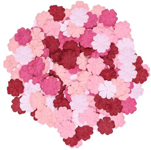 RATREE 888 Lot de 100 patchs en forme de fleurs de gardénia - 30 x 30 mm - En papier de mûrier - Pour scrapbooking, mariage, loisirs créatifs - Mini fleurs en papier (ton mariage)