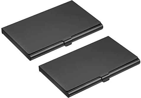 YOKIVE 2 Pcs Business Card Holder, Flip Cover Style | Keep Cards Neat, Great for Office, Home, Daily Use (Black, 3.66x2.36x0.32-Inch)