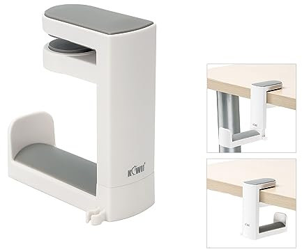 KIWIFOTOS Kopfhörer Halterung Halter Unter dem Tisch, Kopfhörer Ständer Kopfhörer Haken für Home-Office, Mehrzweck-Ständer mit 360° Drehbarem Schreibtisch, Kopfhöreraufhänger - Weiß