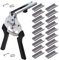Swpeet 601 Stück professionelle Polsterringzange Typ M mit Typ M Schweinenagelringe M Nägel Sortiment Kit, M Clips Schweineringe M Heftklammern für Zaunbefestigung, Polsterinstallation, Tierkäfig