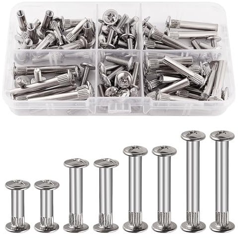 VooGenzek 40 Pièces Φ5 Connecteur d'armoire Connecteur Fileté avec M4 Vis, Vis de Raccordement pour Meubles, Vis de connexion Acier Nickelé, Vis Assemblage Meuble, pour Jonction Meuble